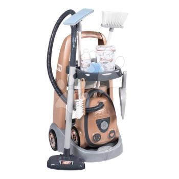 Takarítókocsi elektronikus porszívóval Rowenta Trolley Vacuum Cleaner Smoby valósághű hanggal seprűvel lapáttal és 9 kiegészítővel kép