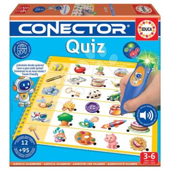 Társasjáték Kvíz Quiz Conector Educa Intelligens hang- és fényjelzéssel működő tollal 95 kérdéssel spanyol francia portugál és angol nyelven 3 évtől kép
