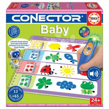 Társasjáték Tanuljunk tematikus képekkel Baby Conector Educa Intelligens hang- és fényjelzéssel működő tollal 65 kérdéssel spanyol francia portugál és angol nyelven 24 hó-tól kép