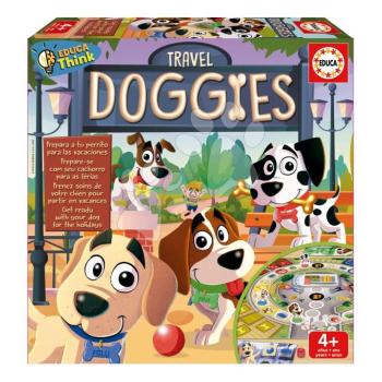Társasjáték Utazás kutyusokkal Travel Doggies Educa játéktábla 4 figurával és 16 zsetonnal spanyol angol francia és portugál nyelven kép