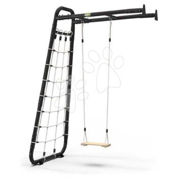 Többfunkciós mászóka GetSet Monkeybar MB110 Wall Mount Black Exit Toys acélszerkezet hintával és mászóhálóval falhoz rögzíthető kialakítással kép