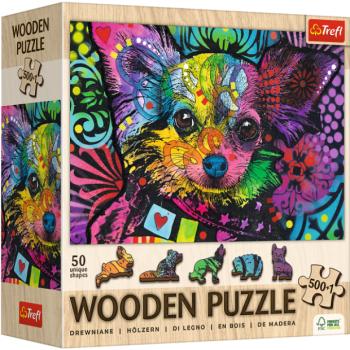 Trefl Fa puzzle 501 - Színes kiskutya kép