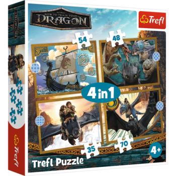 Trefl Puzzle 4v1 Sárkány napok / Így neveld a sárkányodat kép