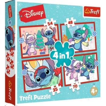 Trefl Puzzle 4v1 Stitch Karácsony kép