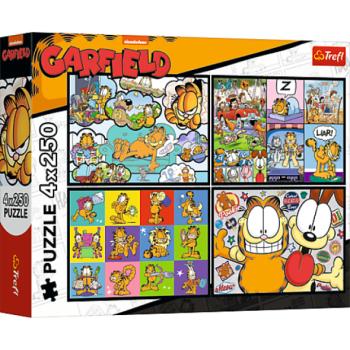 Trefl Puzzle 4x250 Garfield nem szereti a hétfőket kép