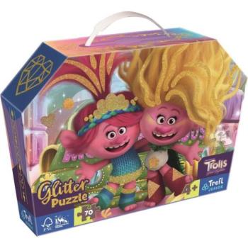 Trefl Puzzle 70 Glitter tokban - Sparkling Trolls kép