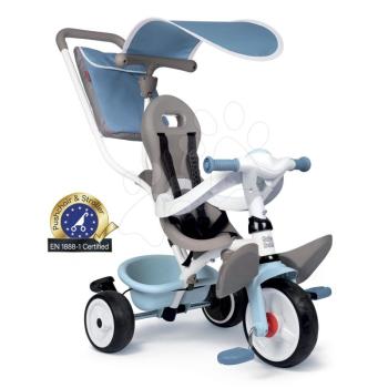 Tricikli és babakocsi egyben magasított háttámlával Baby Balade Plus Tricycle Blue Smoby fékkel és EVA kerekekkel kék 10 hó-tól kép