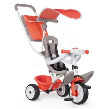 Tricikli magasított háttámlával Baby Balade Tricycle Red Smoby napellenzővel és EVA kerekekkel piros 10 hó-tól kép