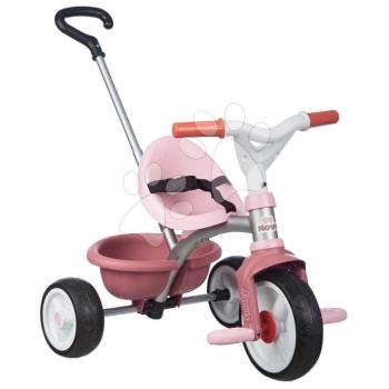 Tricikli szabadonfutó első kerékkel Be Move Pink Tricycle Smoby állítható 95 cm tolókarral és halk EVA kerekekkel rózsaszín 15 hó-tól