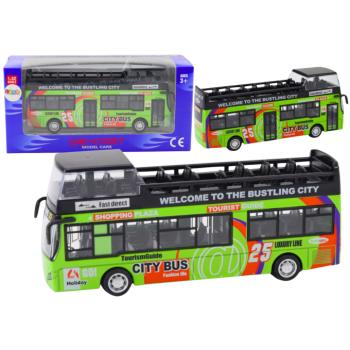 Turisztikai emeletes busz 1:32 nyíló ajtókkal zöld kép