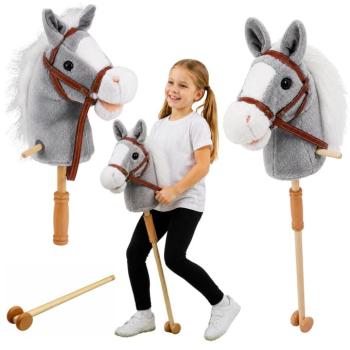Vesszőparipa Hobby Horse hanggal és kerekekkel 100 cm szürke kép