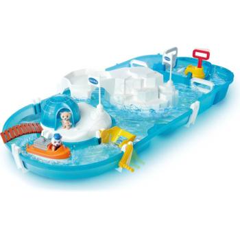 Vízi pálya Polar AquaPlay kutató állomás vízpumpával az Északi-sarkon jegesmedvével csónakban 2 figura kép