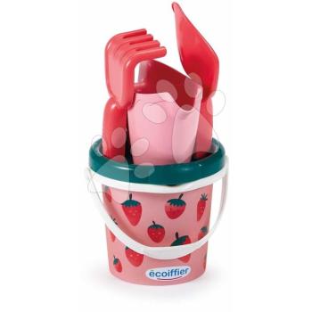 Vödör szett locsolókannával Strawberry Bucket Beach Écoiffier 12 cm magas 5 részes lapáttal és gereblyével 12 hó-tól kép