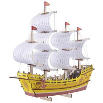 Woodcraft Fa 3D puzzle Kereskedelmi hajó kép