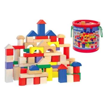 Woody Kit színes kocka / természetes keresztül fedél 100 rész kép