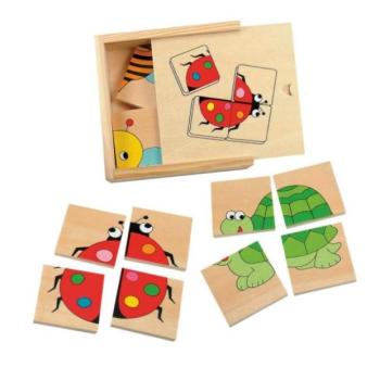 Woody Mini puzzle Katicabogár egy fadobozban