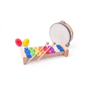 Woody Musical Set (xilofon, tamburin / dob, háromszög, 2 maracas tojás)