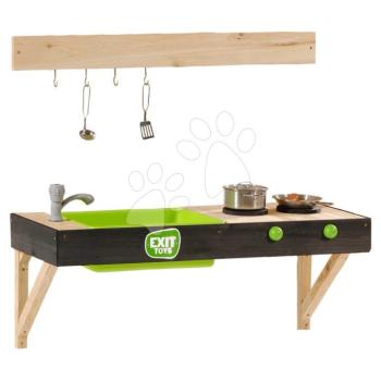 Záhradná kuchynka Yummy 50 Wooden Mud Kitchen Exit Toys s tečúcou vodou v dreze a kuchynským náradím ET51100000 kép