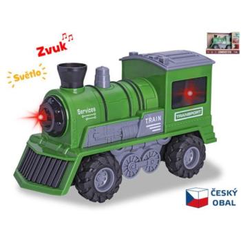 Zöld lokomotíva 22,5 cm 1:16, lendkerékkel, elemmel, fénnyel és hanggal